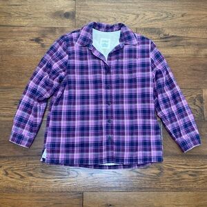 L.L. Bean Fleece-Lined Flannel Shirt, purple plaid, size XS